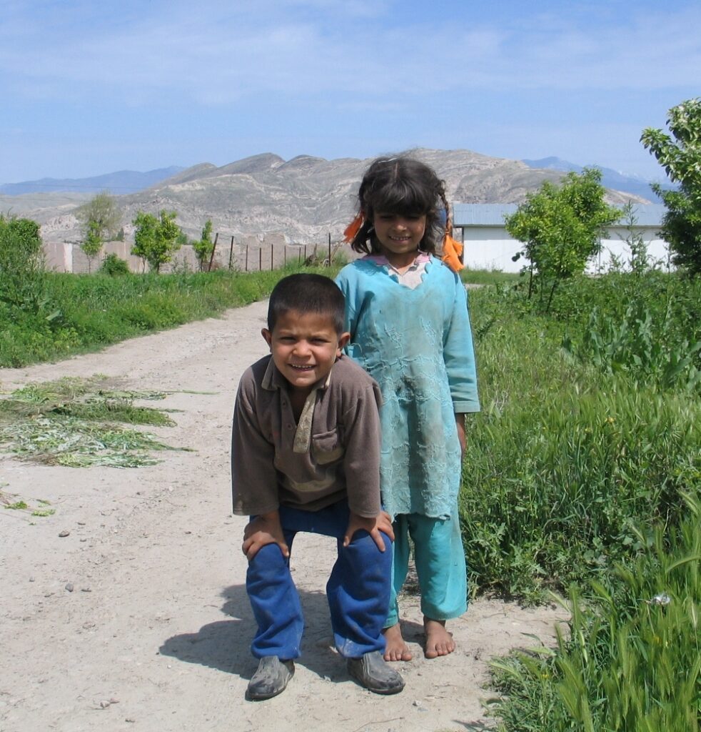 Afghan Girl and Boy on Road
